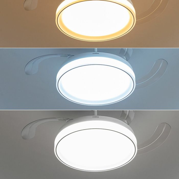 Ventilador de Techo con Luz LED y 4 Aspas Retráctiles Blalefan InnovaGoods Blanco 72 W 9