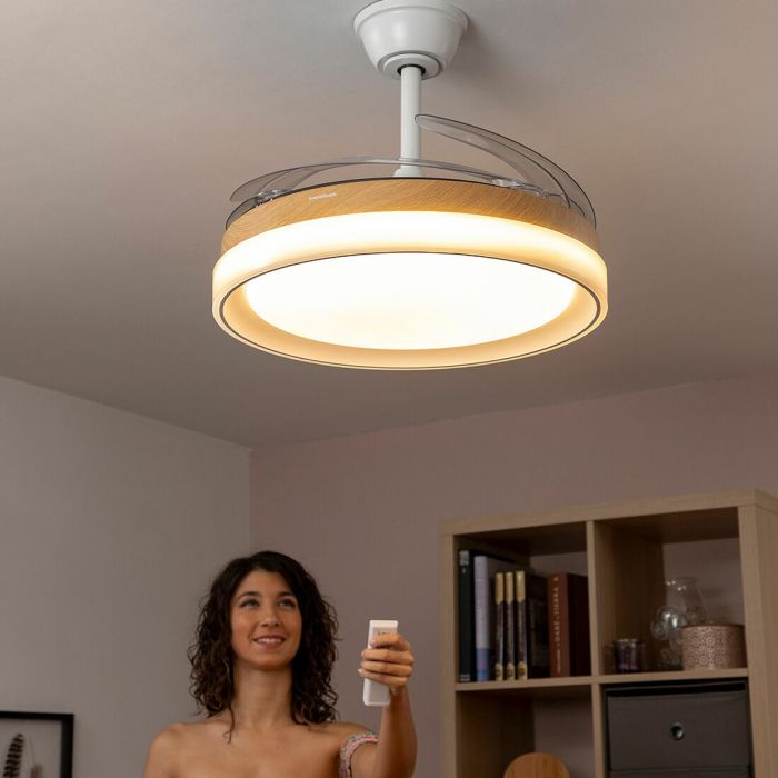 Ventilador de Techo con Luz LED y 4 Aspas Retráctiles Blalefan InnovaGoods Madera 72 W 8