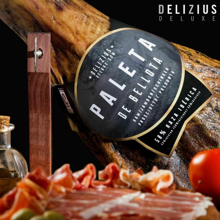 Set de Paleta Ibérica de Bellota y Jamonero Delizius Deluxe 4