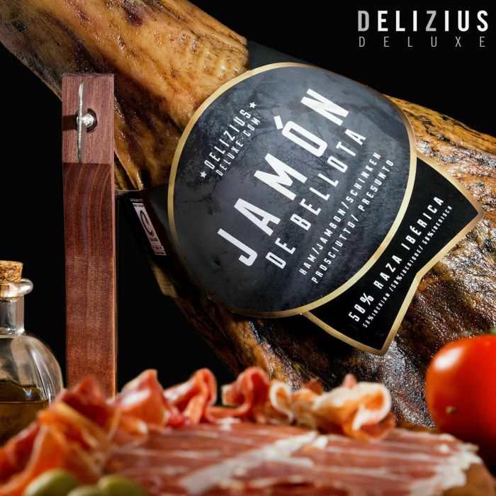 Set de Jamón Ibérico de Bellota y Jamonero Delizius Deluxe 4