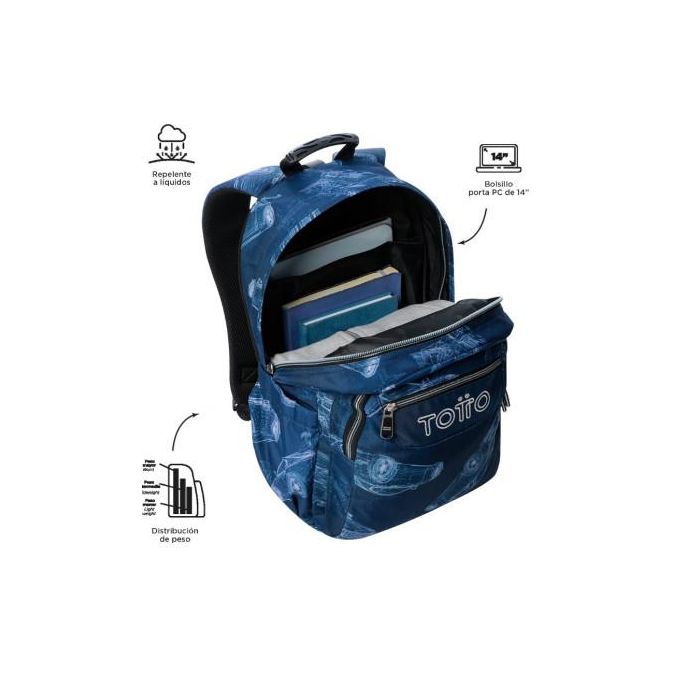 Totto Mochila Acuareles Blueprint 20L, Convertible en Carro, 33x44x14 cm, MA04ECO021-2426N-0JJ 1