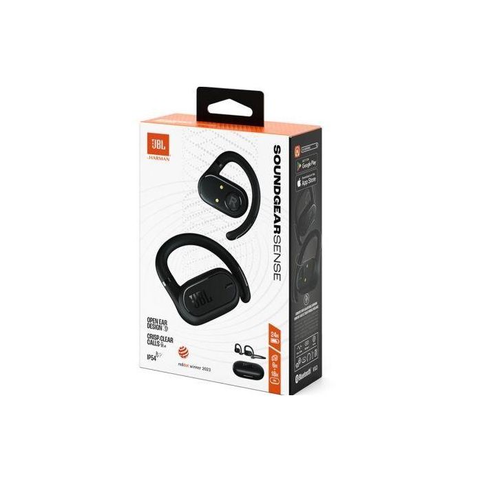 JBL Auriculares Bluetooth Soundgear Sense con Estuche de Carga, Autonomía 24h, IP54, Negros