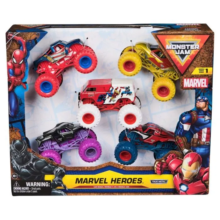Spin Master SPI681147055612 Pack de 5 Vehículos Die-Cast Marvel 1:64 Monster Jam 1 Spin Master SPI681147055612 Pack de 5 Vehículos Die-Cast Marvel 1:64 Monster Jam 1