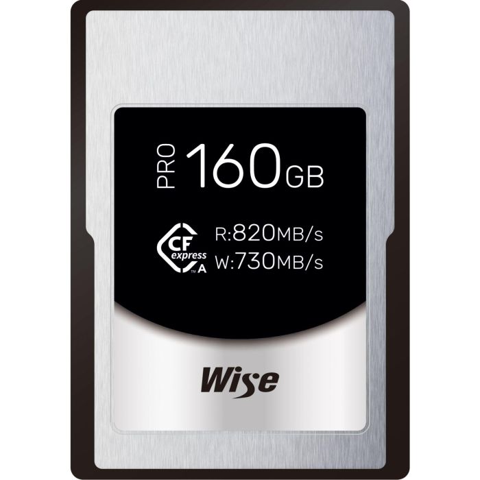 Wise WI-CFX-A160P Tarjeta CFexpress Tipo A PRO 160GB, 820MB/s Lectura, 730MB/s Escritura, Resistente a Golpes y Agua