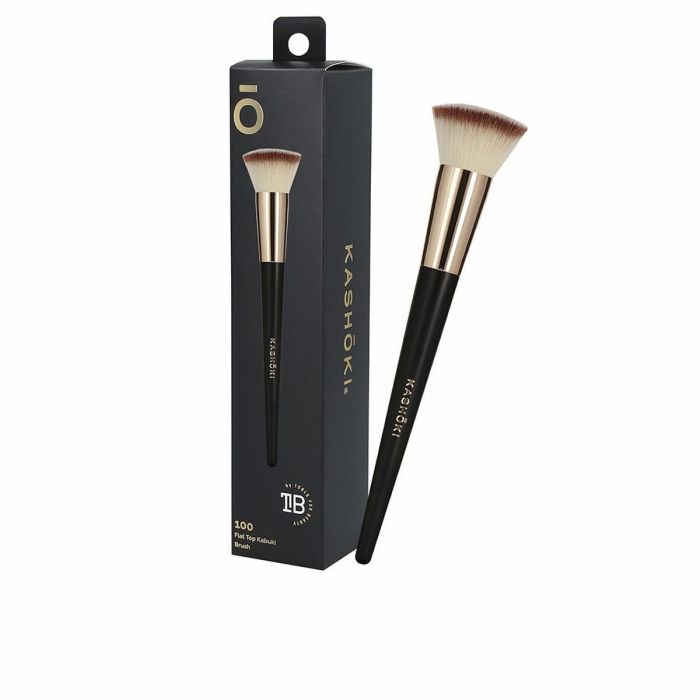 Kashōki #100 Brocha Kabuki Punta Plana para Bases de Maquillaje, Cerdas de Taklon Densas y Acabado Uniforme, 1 unidad 0 Kashōki #100 Brocha Kabuki Punta Plana para Bases de Maquillaje, Cerdas de Taklon Densas y Acabado Uniforme, 1 unidad 0