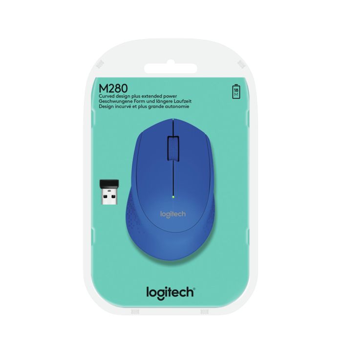 Logitech 910-004287 Ratón Óptico Inalámbrico M280 Azul, 1000 DPI, Receptor USB, 18 Meses de Pila Logitech 910-004287 Ratón Óptico Inalámbrico M280 Azul, 1000 DPI, Receptor USB, 18 Meses de Pila