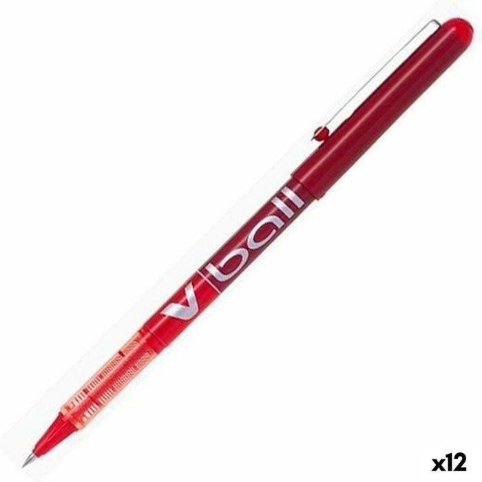Pilot Roller Tinta Líquida V-Ball 07 Rojo, Punta de Bola 0.7mm, Visor de Tinta, Set de 12 (Set de 12)
