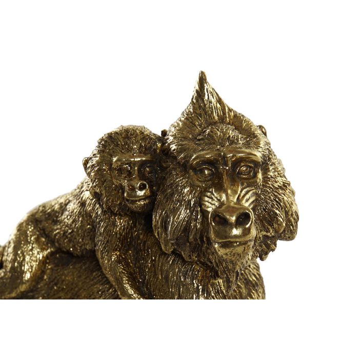 DKD Home Decor Figura Decorativa de Resina con Monos Estilo Colonial, Color Dorado, ideal para Decoración del Hogar, Medidas: 8.5 x 18.5 x 21 cm 1