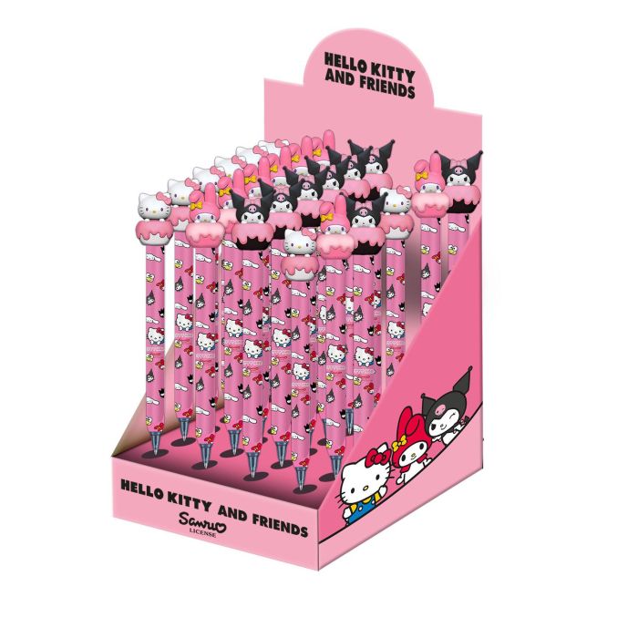 Hello Kitty Expositor de Escritura 24 Unidades Mix, Diseño Temático Rosa, para Mostrador