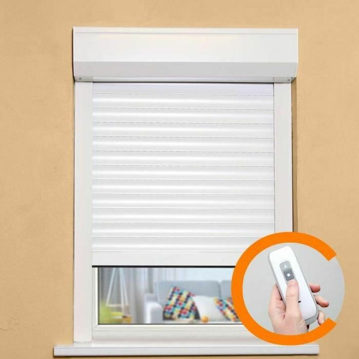 Persiana enrollable de PVC doble pared motorizada radioeléctrica 1.55 x 1.2 m Blanca, con cajuela y correderas de aluminio termolacado 0 Persiana enrollable de PVC doble pared motorizada radioeléctrica 1.55 x 1.2 m Blanca, con cajuela y correderas de aluminio termolacado 0