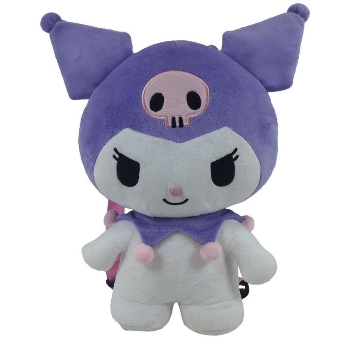 CYP BRANDS Mochila peluche 3D Kuromi, 24x16x42cm, suave y resistente, cintas ajustables para niños y adultos