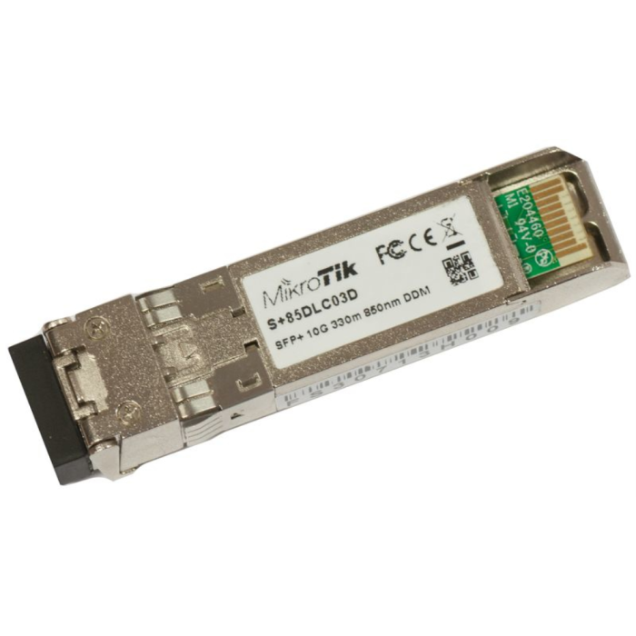 Mikrotik S+85DLC03D Módulo Transceptor SFP+ Fibra Óptica 10 Gigabit 850 nm Mikrotik S+85DLC03D Módulo Transceptor SFP+ Fibra Óptica 10 Gigabit 850 nm