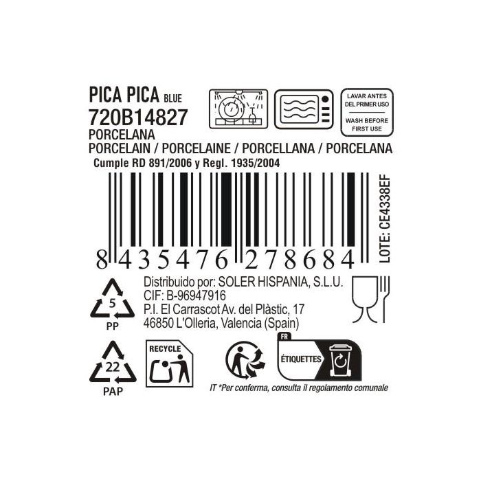 La Mediterranea Bol Aperitivo Oval 14.2 cm x 8.5 cm x 4.2 cm Pica-Pica Blu (24 Unidades)