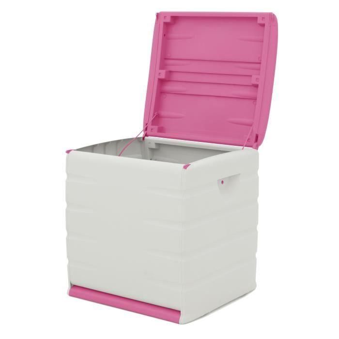 PLASTIKEN Arcón con ruedas con ruedas - 190 L - Funcional y estético - Beige y Fushia 1 PLASTIKEN Arcón con ruedas con ruedas - 190 L - Funcional y estético - Beige y Fushia 1