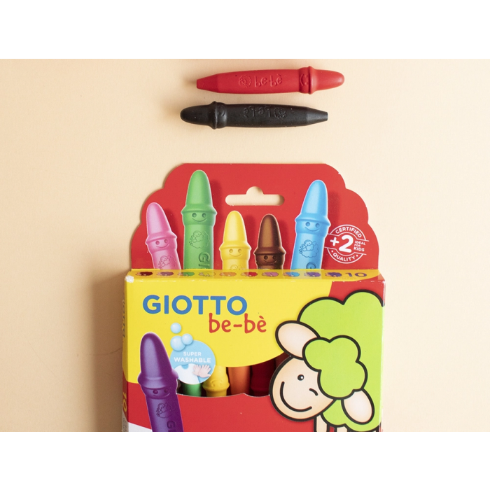 Giotto Lápices de Cera Super Bebé, Caja de 10 Colores Surtidos con Sacapuntas 8 Giotto Lápices de Cera Super Bebé, Caja de 10 Colores Surtidos con Sacapuntas 8