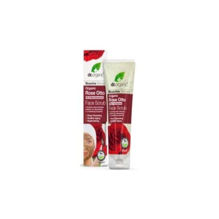 DR. ORGANIC Exfoliante Facial de Rosa de Damasco 125ml Limpieza Profunda Piel Radiante y Juvenil
