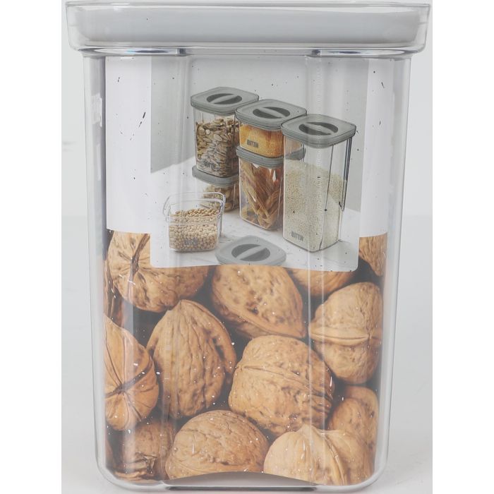 Quttin Tarro Hermético PET 1100 ml, 11,2 cm Ancho x 11,2 cm Largo x 15,5 cm Alto (12 Unidades) 3