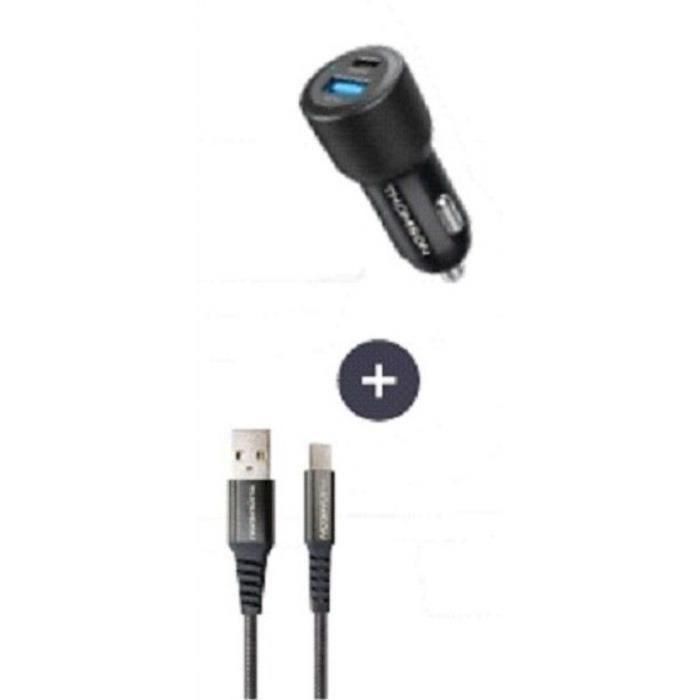 Thomson THO3513767400053 Pack Cargador de Coche 60W y Cable USB-A a C 3A 1.5m Thomson THO3513767400053 Pack Cargador de Coche 60W y Cable USB-A a C 3A 1.5m