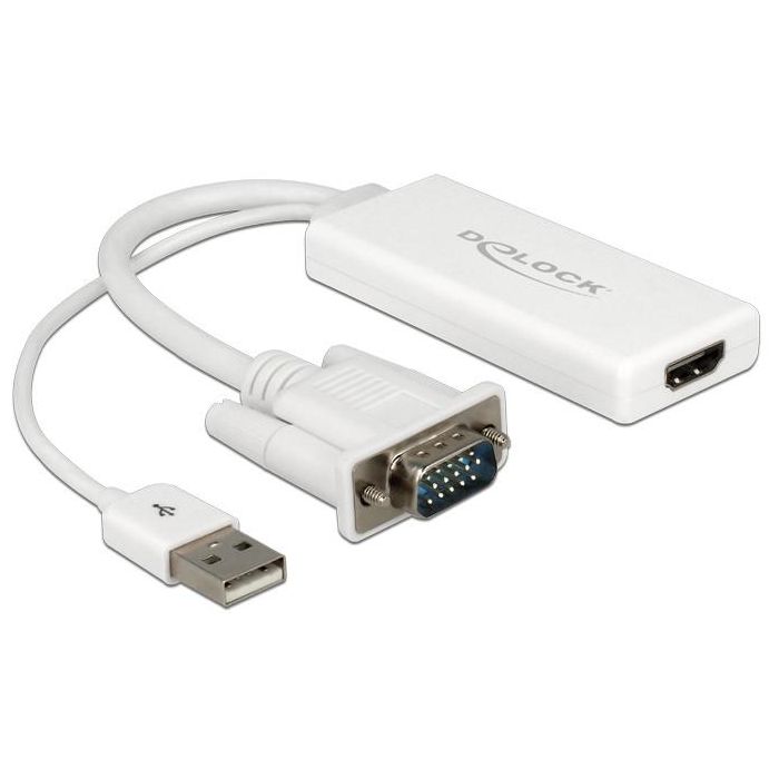 DeLOCK 62460 Adaptador VGA + Audio a HDMI con Cable - 0,25m, Soporta 1920x1080p, Conectores Macho/Hembra