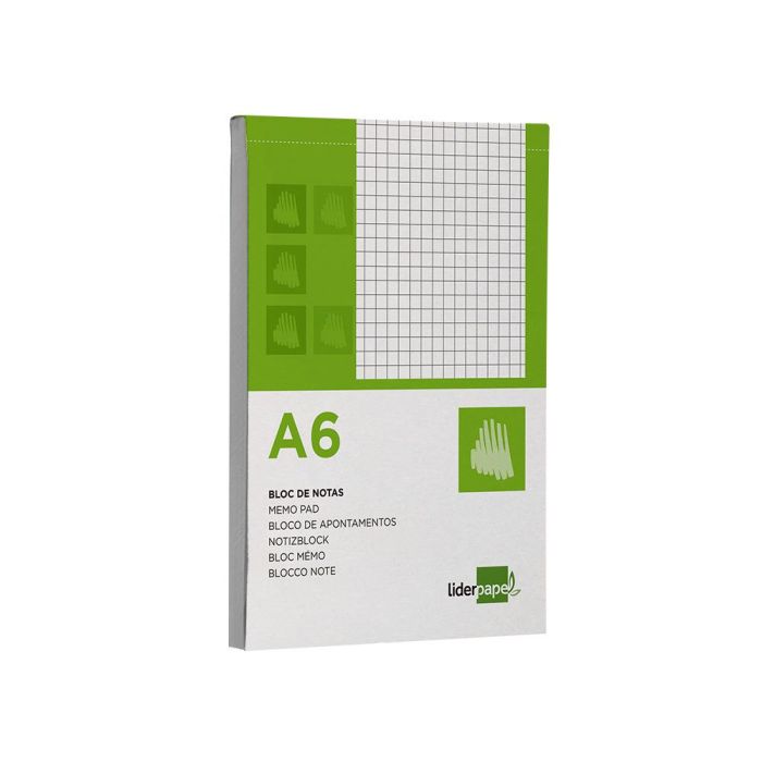 Bloc Notas Liderpapel Cuadro 4 mm A6 80 Hojas 60 gr-M2 Perforado 10 unidades 4