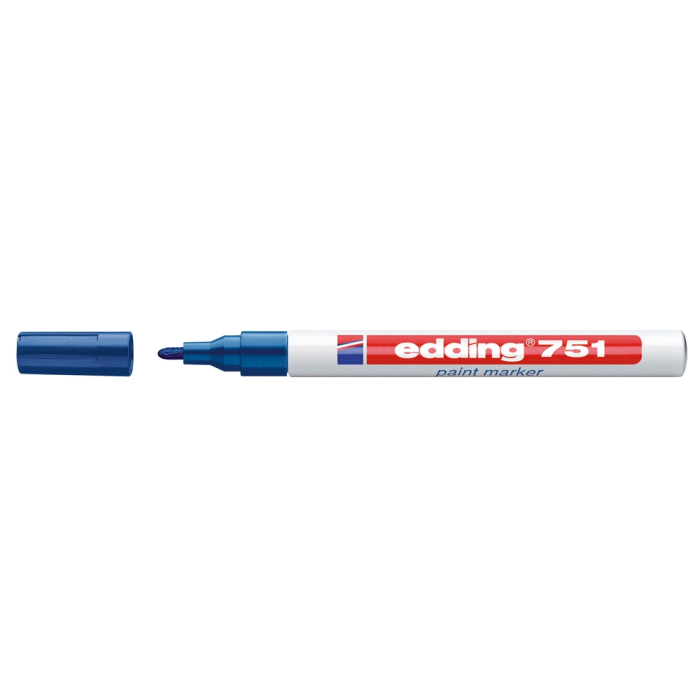 Edding Marcador Permanente 751 Tinta Opaca Brillante Azul Set de 10 (Set de 10) 1
