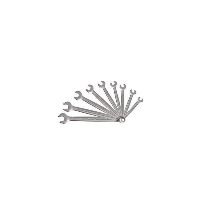 KS TOOLS 922.0043 Juego de Llaves Combinadas Métricas de Boca con Trinquete, 9 Piezas, 8-19 mm, Ángulo Horquilla Ojo 15°