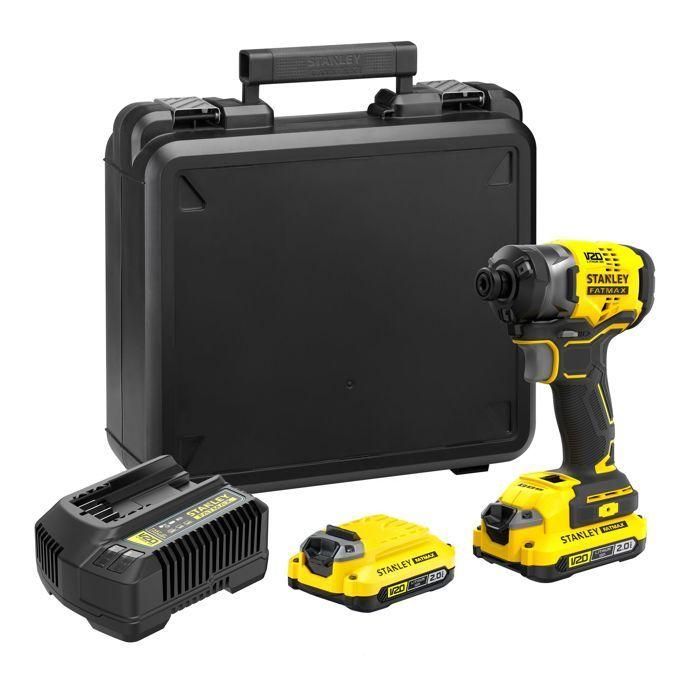 Atornillador de impacto - STANLEY FATMAX V20 - SFMCF820D2K-QW - 190 Nm Brushless - Litio 18V - 2 Baterías 2Ah Atornillador de impacto - STANLEY FATMAX V20 - SFMCF820D2K-QW - 190 Nm Brushless - Litio 18V - 2 Baterías 2Ah