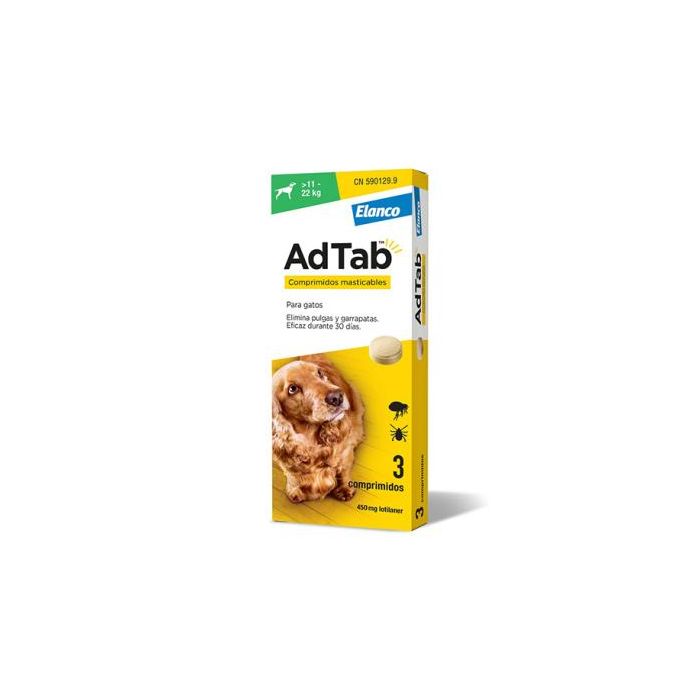 Elanco Adtab 450 mg 3 Comp Masticable 11-22 kg Perro