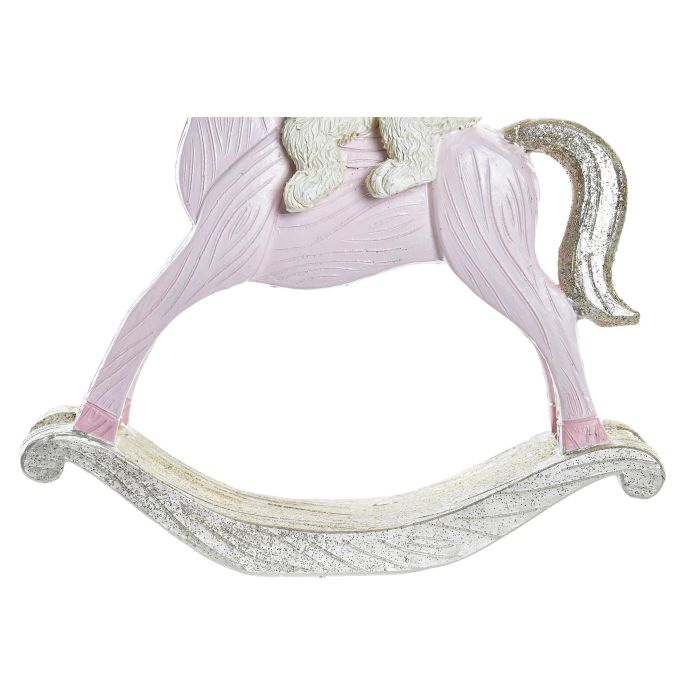 DKD Home Decor Figura de Navidad Fantasía de Caballo en Resina Rosa y Blanco, 4.5 x 15 x 14 cm, Pack de 2 Unidades 2