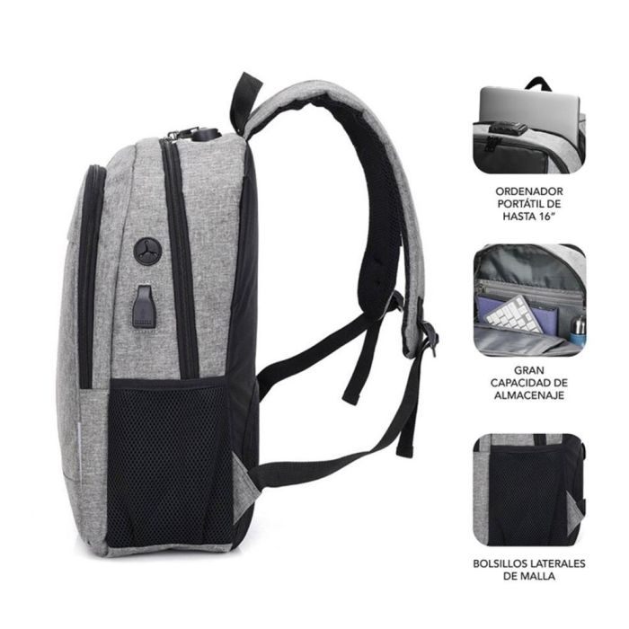 SUBBLIM Mochila Portatil Urban Lock Backpack 16" Grey 2 SUBBLIM Mochila Portatil Urban Lock Backpack 16" Grey 2