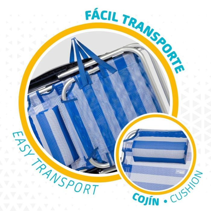 Silla de Playa Aktive Plegable Cojín Blanco Azul 48 x 84 x 46 cm (2 Unidades) 4 Silla de Playa Aktive Plegable Cojín Blanco Azul 48 x 84 x 46 cm (2 Unidades) 4