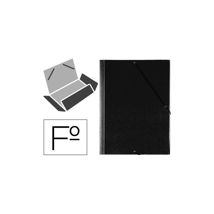 Carpeta Gomas Solapas Plastico Saro Folio Negra