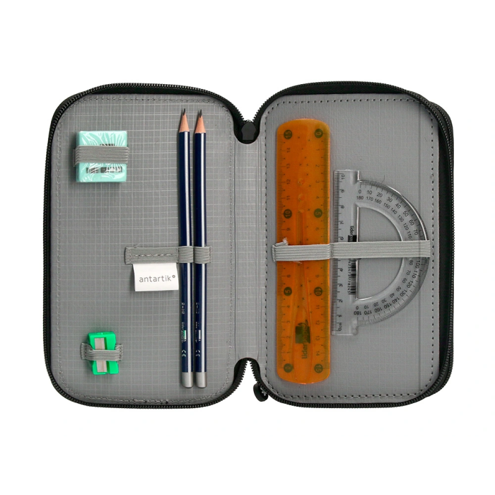 Antartik Plumier Escolar Triple Cremallera Color Azul 36 Piezas 6