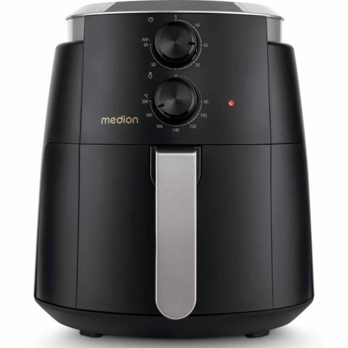 Medion MD13020 Freidora de Aire Caliente Airfryer 4.7L 1500W Hasta 200°C con Temporizador 60 Minutos Negra