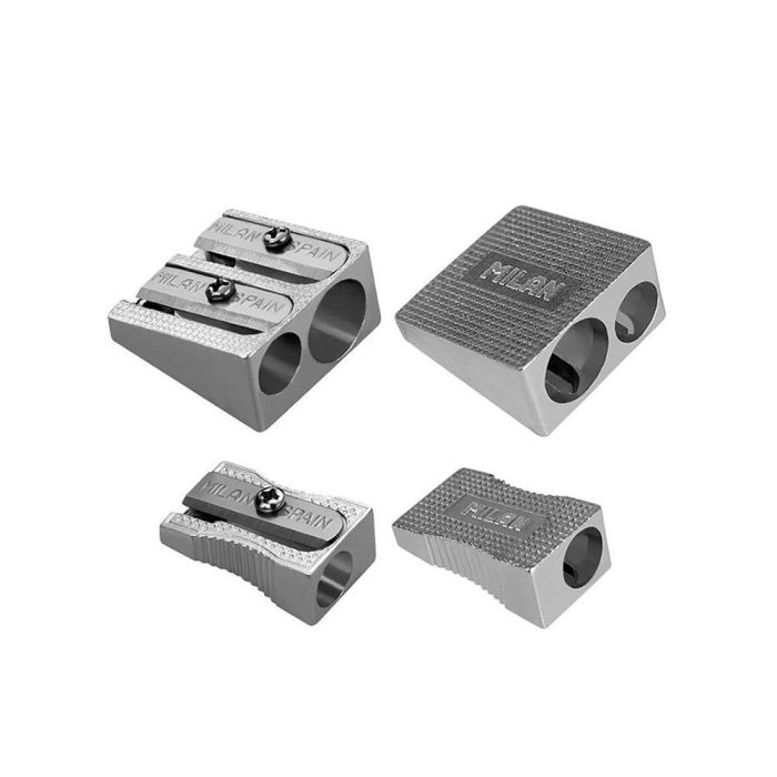 Milán Sacapuntas de Aluminio Doble y Estándar, Blíster 2 Unidades
