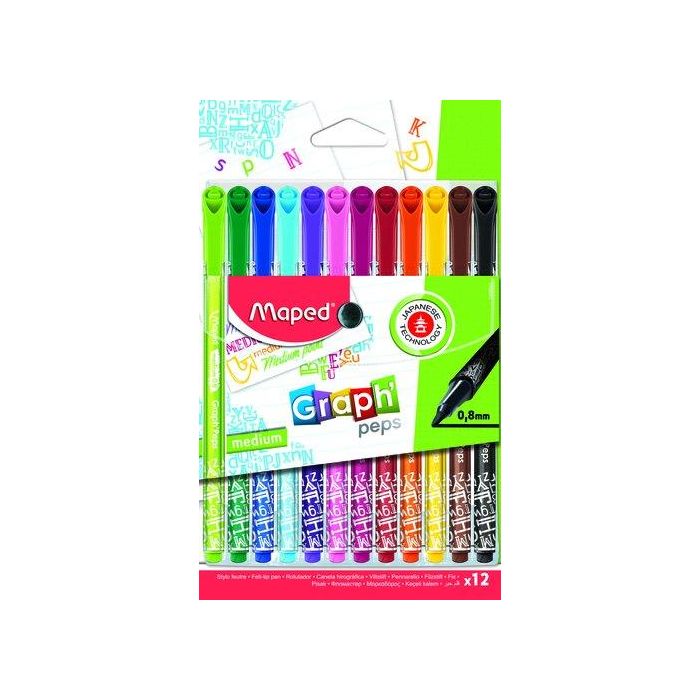 Rotulador Fibra Maped Graph Peps Deco Estuche De 12 (Set de 8)