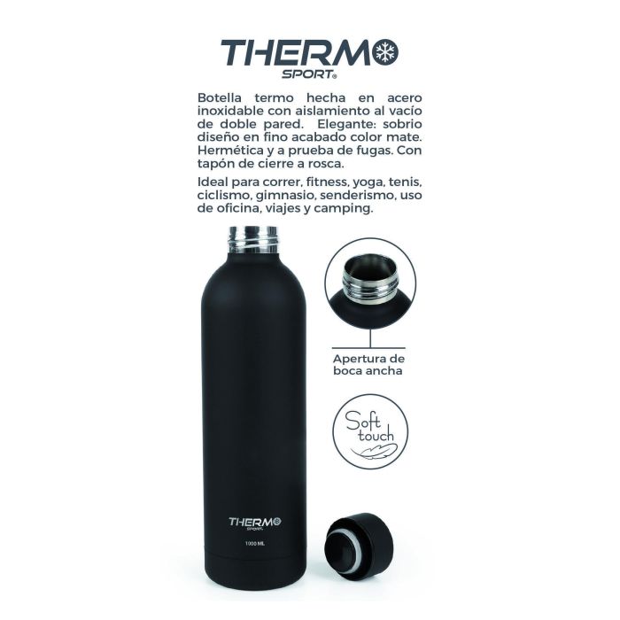 Botella Termo Soft Touch 1L Negra Thermosport (6 Unidades) 13 Botella Termo Soft Touch 1L Negra Thermosport (6 Unidades) 13