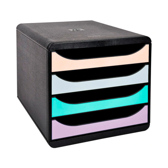 Exacompta BIG-BOX Aquarel Fichero sobremesa 4 cajones colores pastel negro glossy 347x278x267 mm 2