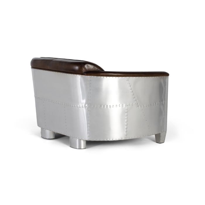 Giner Y Colomer Sofá 2 Plazas Piel Marrón Envejecido Aluminio Industrial 2