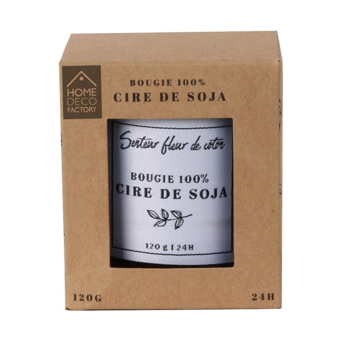 Home Deco Factory Vela Cera Soja Flor de Algodón Diámetro 7 cm Altura 8 cm Duración 24h 120g 1