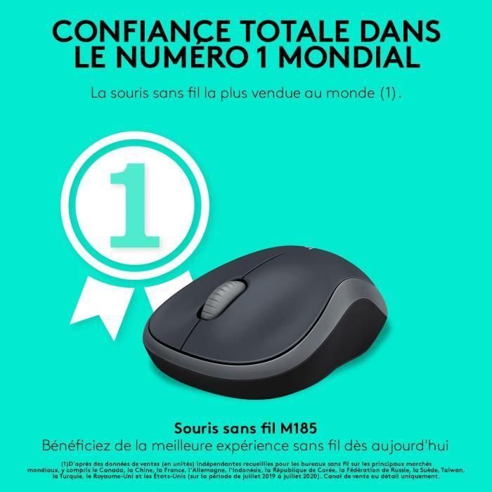 Logitech M185 Ratón Inalámbrico RF Plug & Play con Nano Receptor USB, Diseño Ergonómico, Batería hasta 1 Año, Gris 1 Logitech M185 Ratón Inalámbrico RF Plug & Play con Nano Receptor USB, Diseño Ergonómico, Batería hasta 1 Año, Gris 1