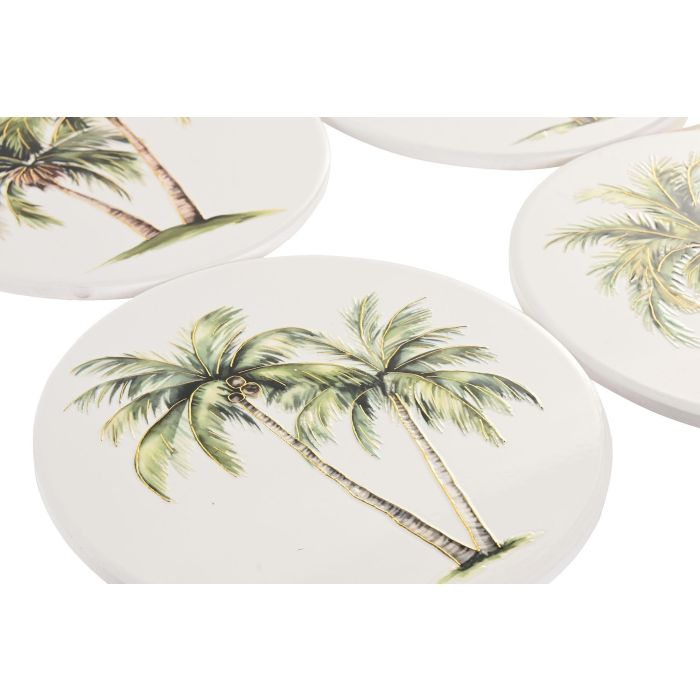 Salvamantel Tropical DKD Home Decor Verde Blanco 20 x 0.7 x 20 cm (12 Unidades) 1