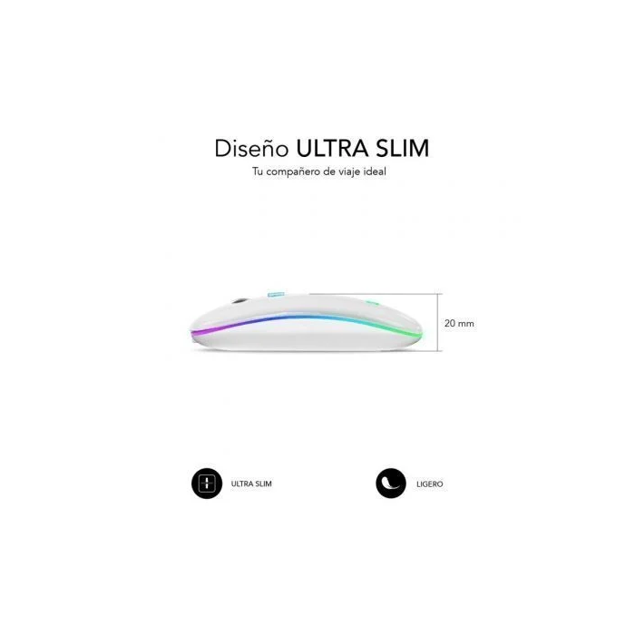 SUBBLIM Raton LED Dual Flat Mouse White