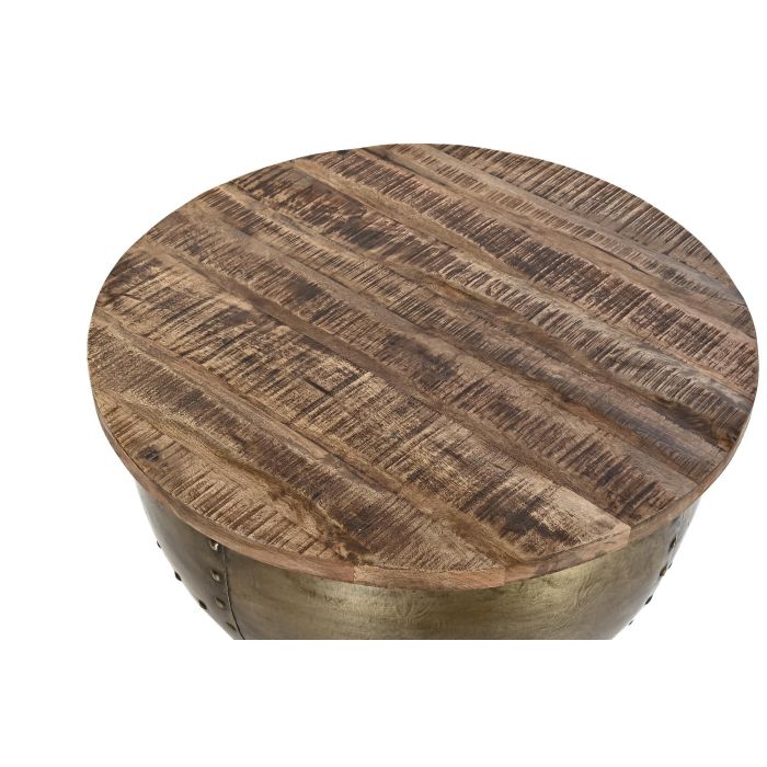 DKD Home Decor Mesa de Centro Cuadrada Glam Hecha a mano, Madera de Mango y Metal, Tonalidades Dorada y Marrón, 68x68x44 cm 1