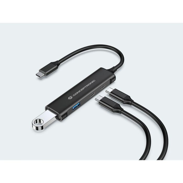 CONCEPTRONIC HUB 3.0 HUBBIES12B 4 PUERTOS USB 3.2 2 PUERTOS USB-C 2 PUERTOD USB-A COLOR NEGRO CARCASA DE ALUMINIO 9