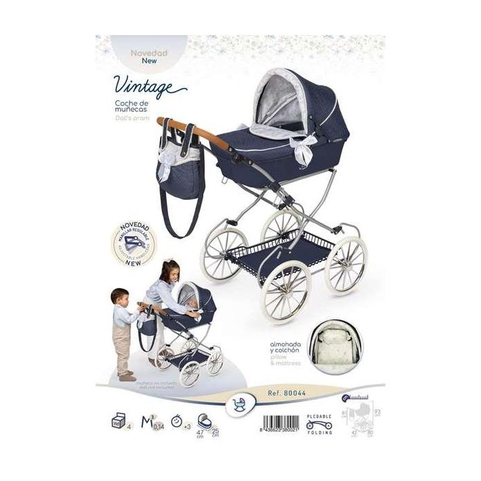 Decuevas Coche de Muñeca Plegable con Bolso Vintage para Muñecas de hasta 48 cm 9 Decuevas Coche de Muñeca Plegable con Bolso Vintage para Muñecas de hasta 48 cm 9