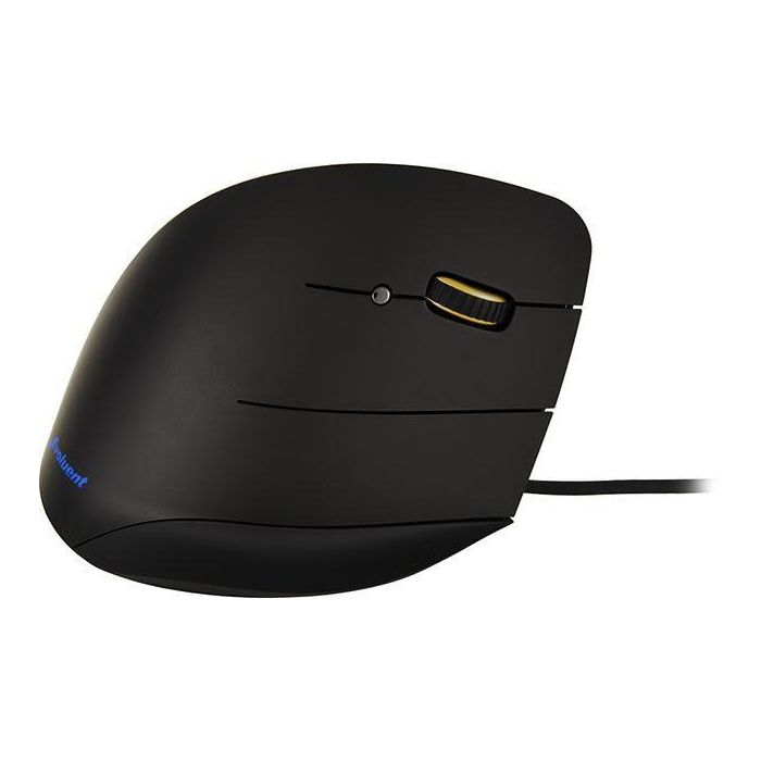 Evoluent VerticalMouse Ergonómico Black-silver, Elimina Torsión Brazo, 5 Botones, LED, Software Avanzado, Ajuste Velocidad 5
