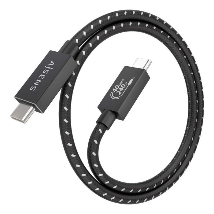 AISENS - CABLE USB4 GEN3x2 ALUMINIO 40GBPS 8K@60HZ 5A 48V 240W E-MARK, TIPO USB-C/M-USB-C/M, NEGRO, 0.5M 2