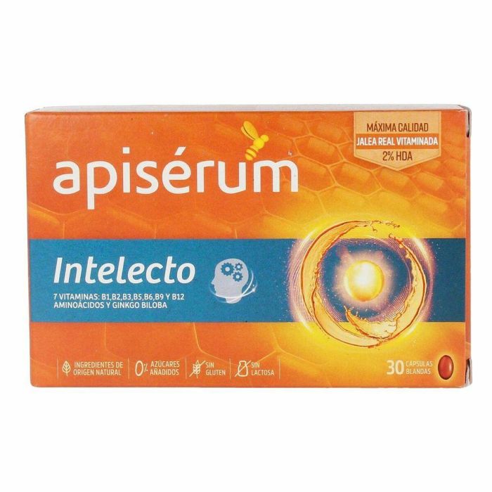 Apisérum Jalea Real Intelecto cápsulas - Concentración-Memoria, 30 cápsulas - Complemento alimenticio para rendimiento mental Apisérum Jalea Real Intelecto cápsulas - Concentración-Memoria, 30 cápsulas - Complemento alimenticio para rendimiento mental
