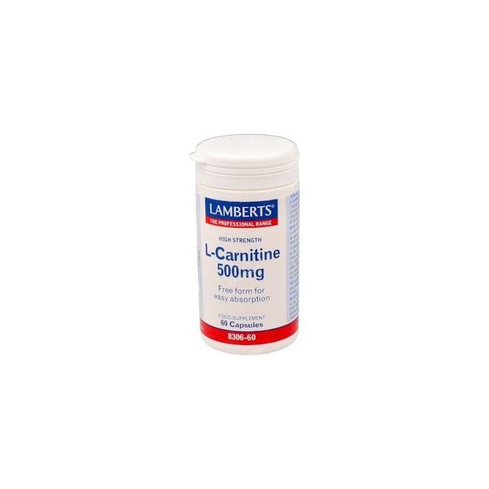 LAMBERTS L-Carnitina 500 mg 60 Cápsulas, aminoácido para energía, apto para veganos y vegetarianos
